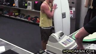 Hunk dude sells his surfing board and his dick in the pawnshop