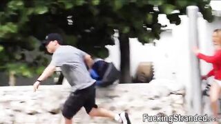 Stranded busty teen Corinna Blake fucked in the backseat