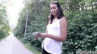 Slim amateur Eurobabe pussy fucked for a chunk of cash