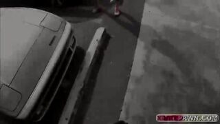 Blonde sexy Babe gets pawned inside her car to thepawn shop office