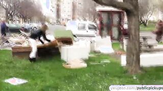 Deeply sucking a strangers massive cock after getting paid