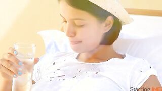 Busty beauty torturing her nipples