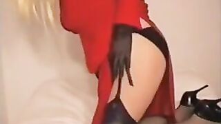 Teasing Her Stockings And Panties