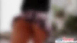 Gorgeous kelsi shows some skin outdoor