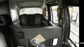 British babe flashing huge tits in taxi