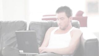 sweet blond on the black couch