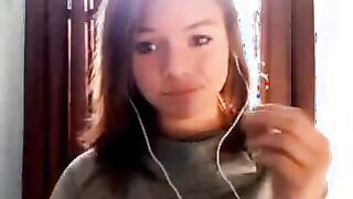 Super hot petite brunette teen nice tits plays with pussy