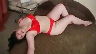 Fat Woman Wearing Red Lingerie