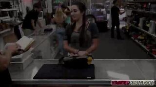 Busty student Girl gets pawned inside her pussy in the pawn shop office