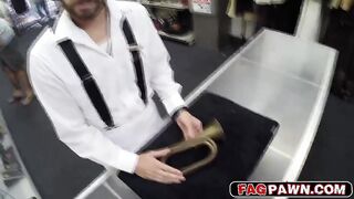 Dude sucks dick behind a counter while other customers shop