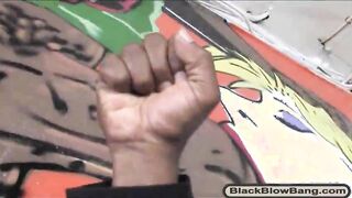 Skank Aurora Snow suck and cum facialed