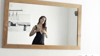 Pretty teen girl Silvie Luca teasing on dining table