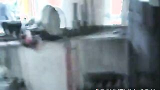 Factory room titty fuck very risky