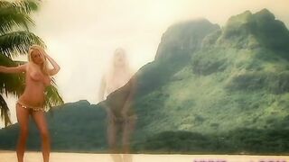 amaing blonde with big boobs on the beach