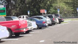 Beautiful blonde teen fucks in car