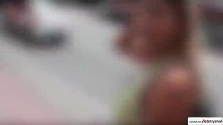 Horny Valentina flashing her sweet latina pussy to complete strangers on the bus