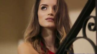 Sexy supple brunette in a warm shower