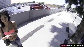 Hot teen picked up and banged for cash