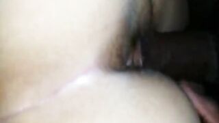 White girl takes black cock from behind