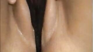 Sexy latina babe rubs and fingers her soaking wet pussy