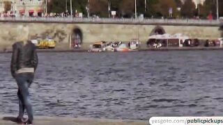 Hot amateur gets paid to suck a strangers cock and gets fucked in public