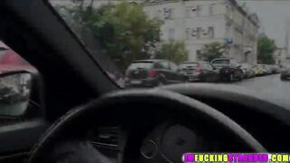 Cutie Taissia with a cake spotted and gets fucked for a lift back home