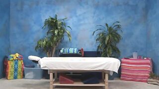 Oiled blondie gets pussy rammed