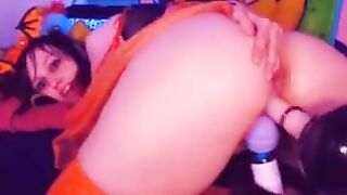 Sexy teen doggystyle hitachi and fuck machine