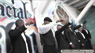 Pigtailed teen sucked big black cocks