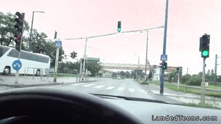 Dude fucks blonde stewardess in his car