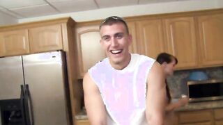 Incredible threesome fucking on sofa