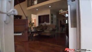 Neighbor watches Cali Carter get nailed