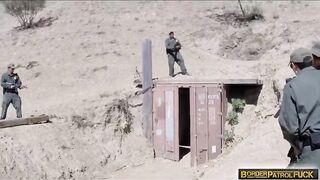 Sexy slut banged in a border patrol car