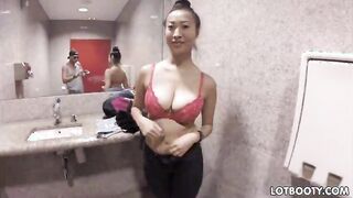 Busty asian with big booty fucked in public