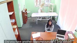 Nurse rubs huge tits of patient