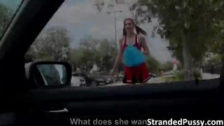 Redhead chick Eva Berger goes wild outdoor sex with the stranger