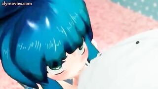 Wild animated girl gives oral sex