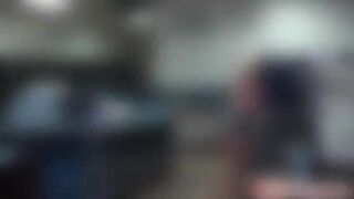 Blonde Leyas laundry shop surprise sex with her friends cock