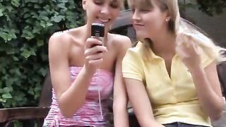 Two blonde youthful lesbians sweethearts