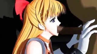 Animated swallows massive dick