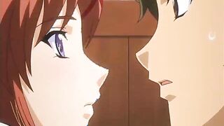 Sweet anime redhead making love