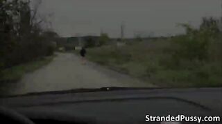 Sexy European teen Alessandra gets banged in the car by the stranger