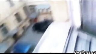 Chubby mature fucks with a man in the parking lot, public sex