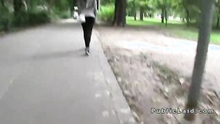 Amateur babe sucking outdoor pov