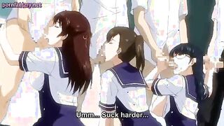 Sultry anime babes getting facial