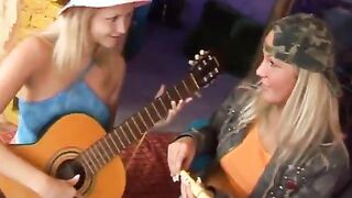 Two sugary-sweet ash-blonde lesbians