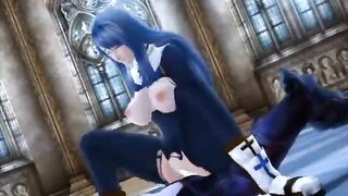 Anime vixen riding massive pecker