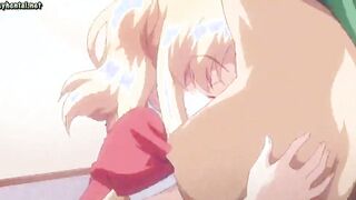 Teen anime girl gives blowjob