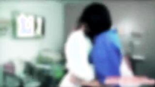 Lesbian babe Sinn and Nikkis scissor sex at the clinic