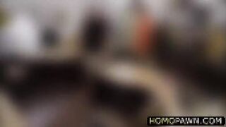 Simple hot military guy sucked two monster penis in the pawnshop